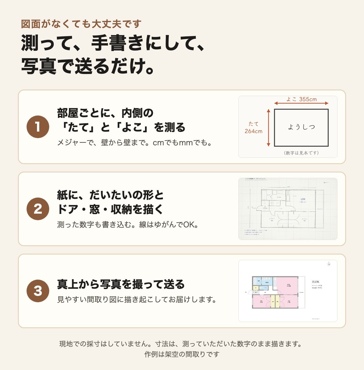 不動産広告・マイソク用の間取り図を作成します 【寸法・コンセント入りも選べる】手書き・古い図面OK イメージ6