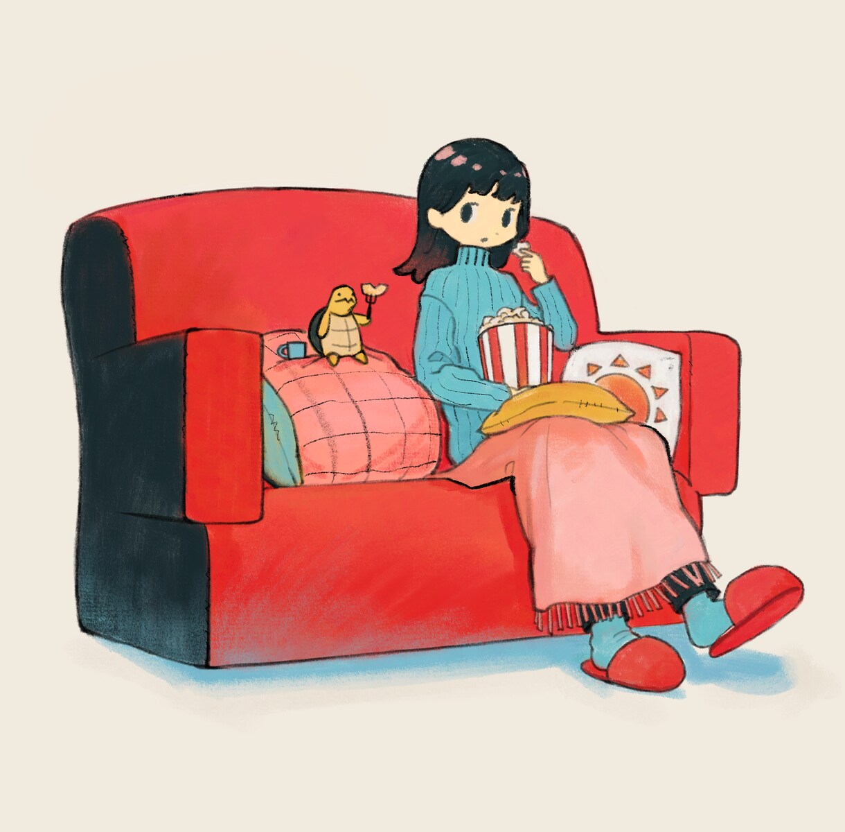 動物と人物がいる、のんびりとしたイラストを描きます 簡単な小物込みの価格。個性豊かな演出が可能です。 イメージ1