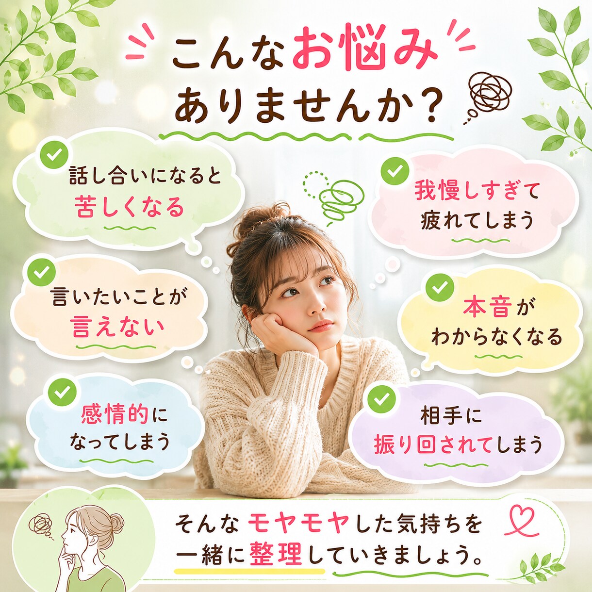人間関係のモヤモヤを整理♡伝え方をサポートします 夫婦・家族・職場での伝え方♡すれ違いやコミュニケーション整理 イメージ3