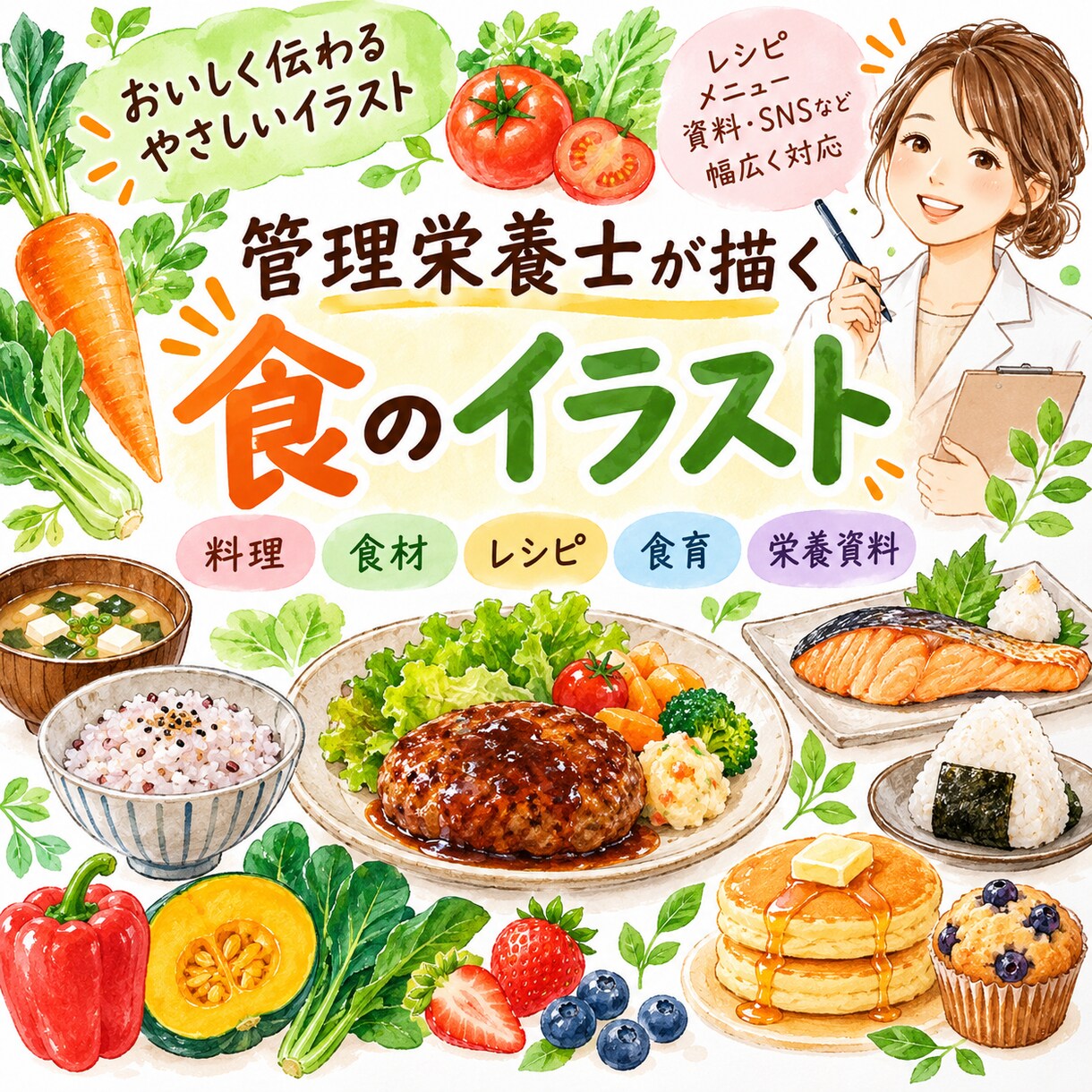 管理栄養士が食・料理のイラストを作成します おいしく伝わる広告を丁寧にお作りします イメージ1
