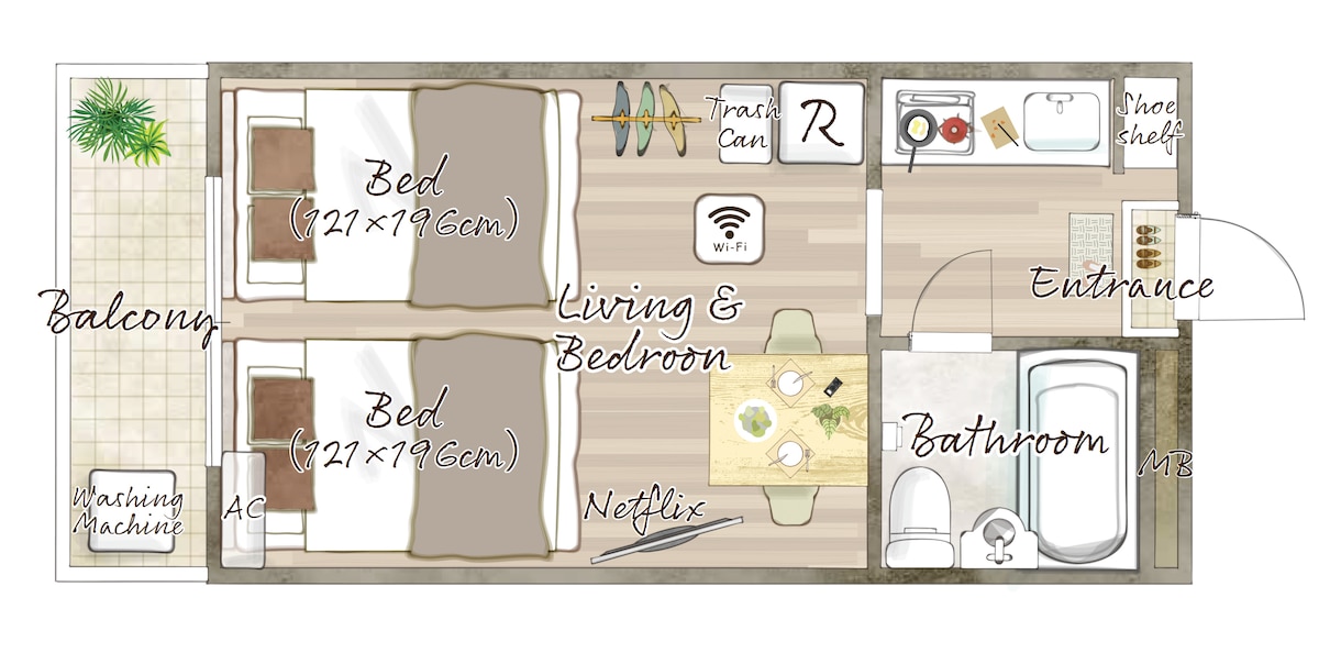 １K、１LDK専用⭐︎家具付間取図作成します イメージをもとにデザイン作成いたします！ イメージ5