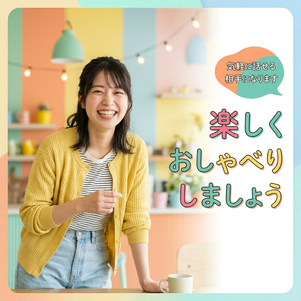 男女OK！気軽に話せる相手になります ただただ話したい方も大歓迎。明るく楽しくお話を聞きます。 イメージ1