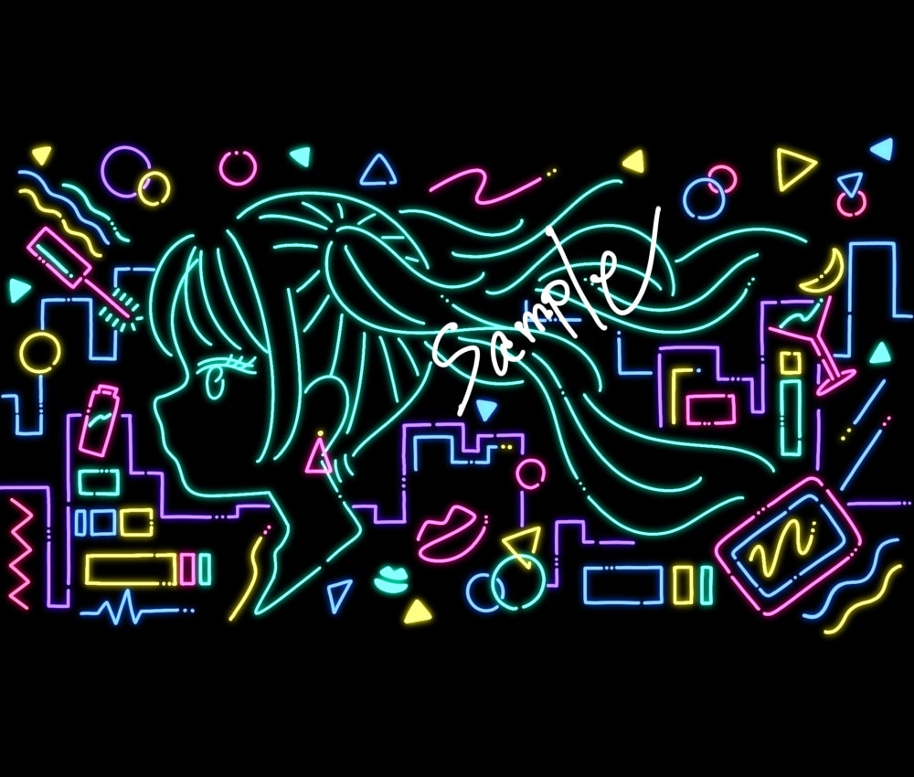 シティポップなネオン風の1枚絵お描きいたします MVやグッズ、記念日のプレゼントに イメージ1