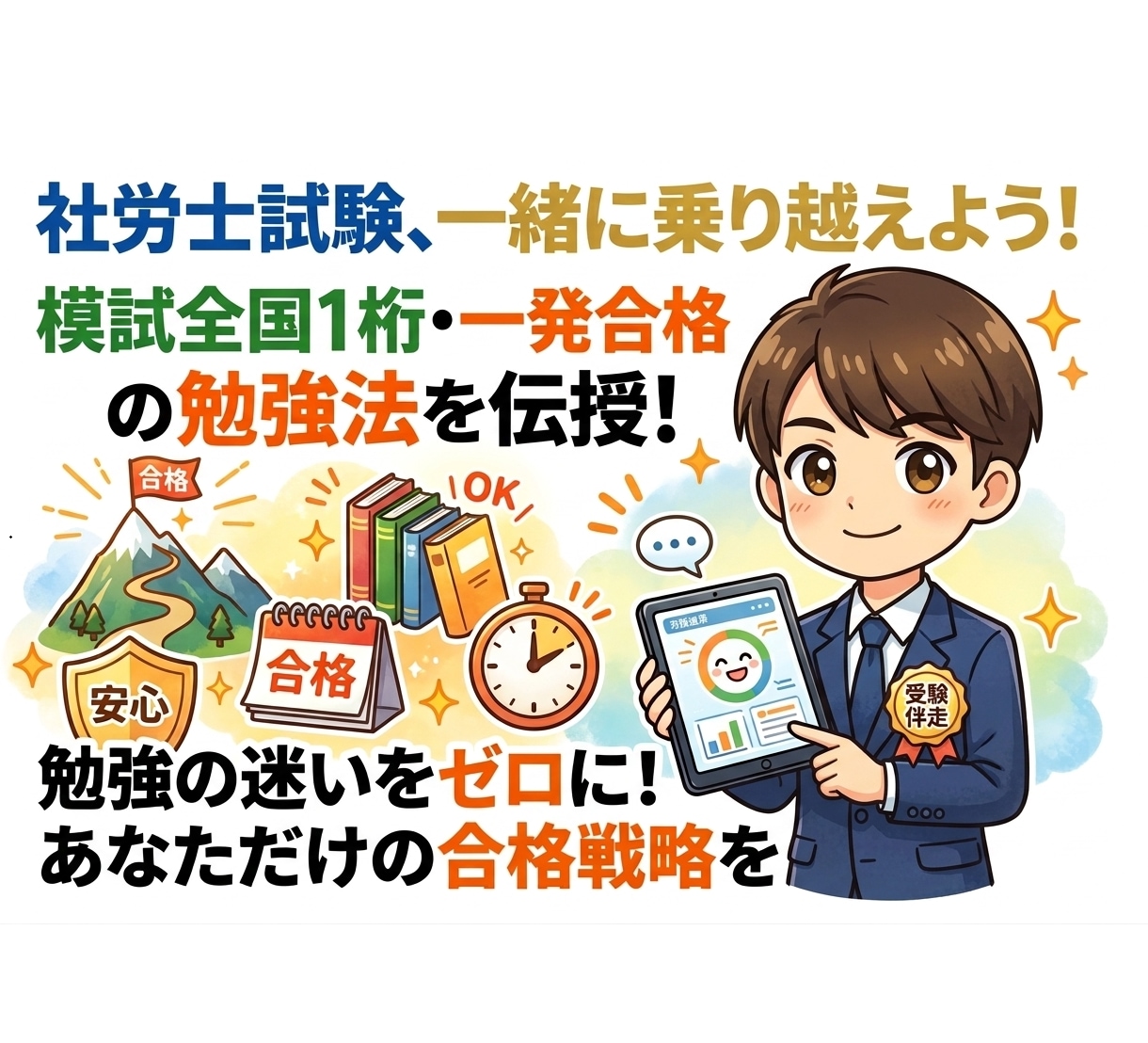 模試全国1桁・一発合格の社労士が試験の相談のります 勉強の迷いをゼロに。全国トップクラスの学習法を直接伝授します イメージ1