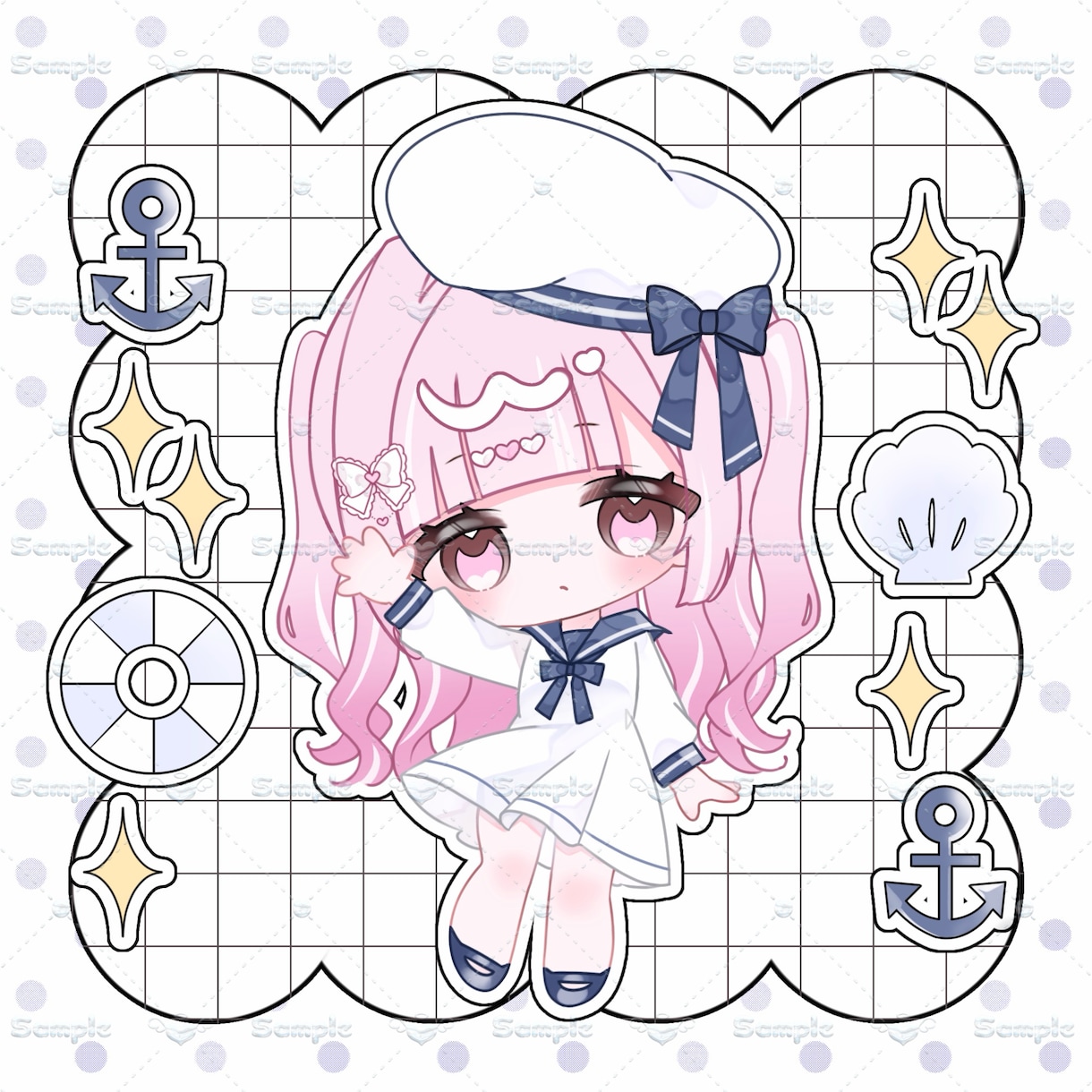 とってもキュートなマリン服の女の子描きます 夏にぴったりのマリン衣装での量産依頼です! イメージ1