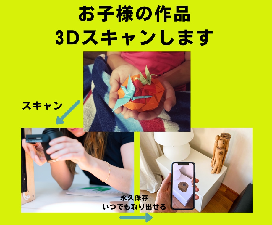 お子さんの工作を3Dスキャンしてデータ化します お子様の大切な工作・作品を3Dデータ化して永久保存 イメージ1