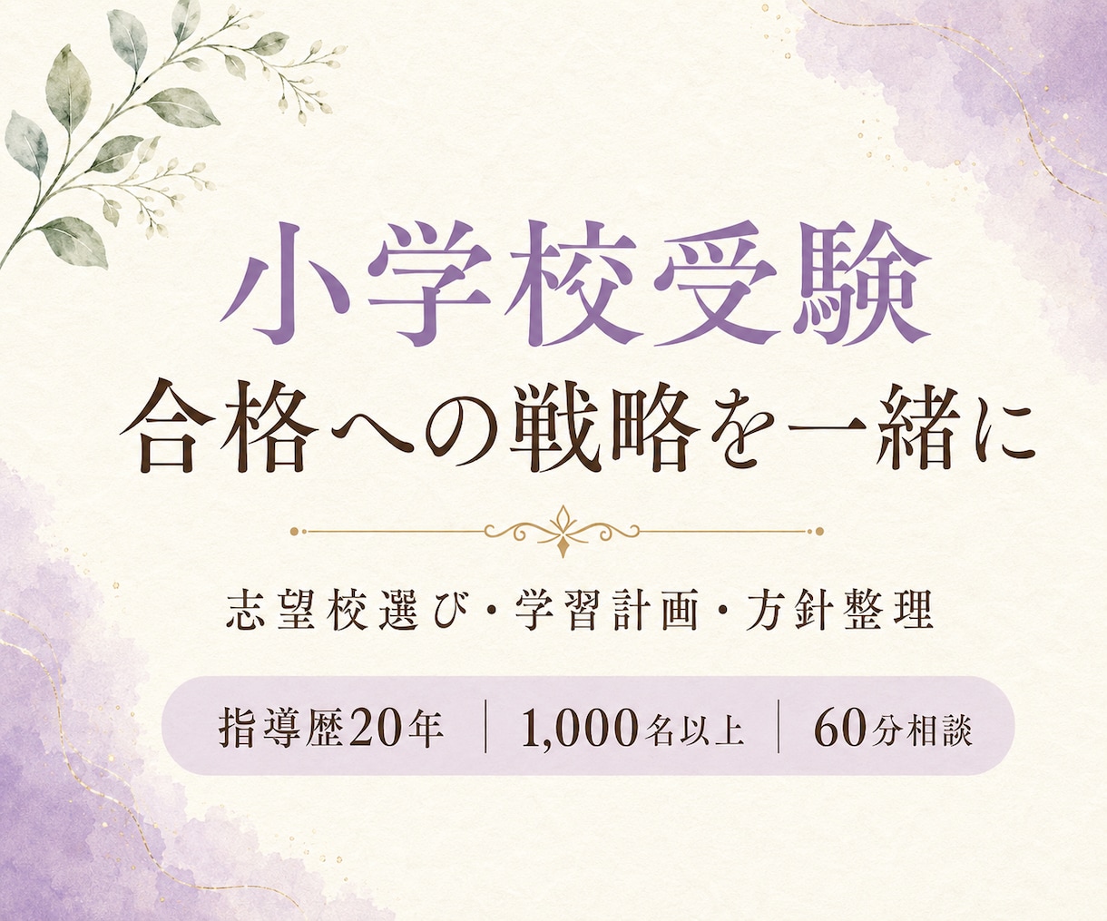 小学校受験 合格への戦略を一緒に組み立てます 志望校選び・夏の過ごし方・学習計画。指導歴20年が伴走します イメージ1