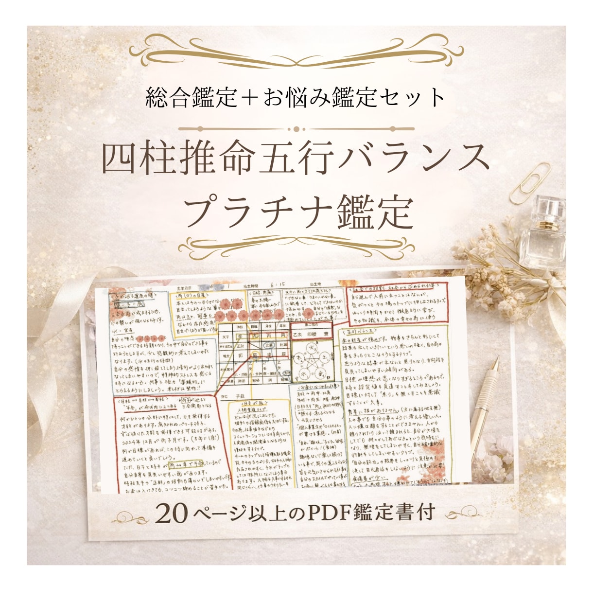 四柱推命プラチナ鑑定＊五行バランスを読み解きます 命式から心の構造を読み解き、今を整える具体策をお伝えします。 イメージ1