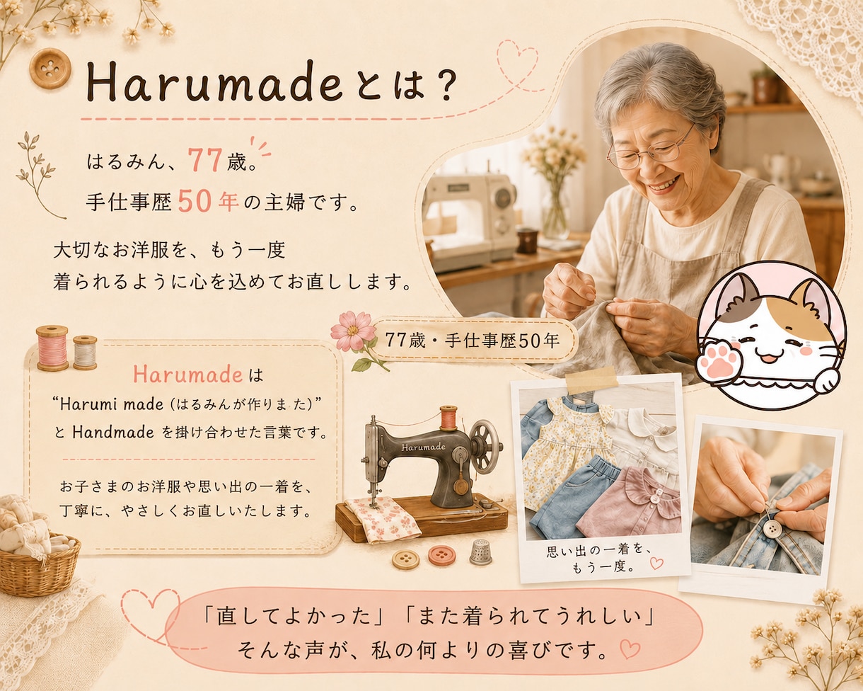 子ども服の膝穴・破れを1か所丁寧に補修します 先着3名様1,500円｜77歳・手仕事歴50年 イメージ4