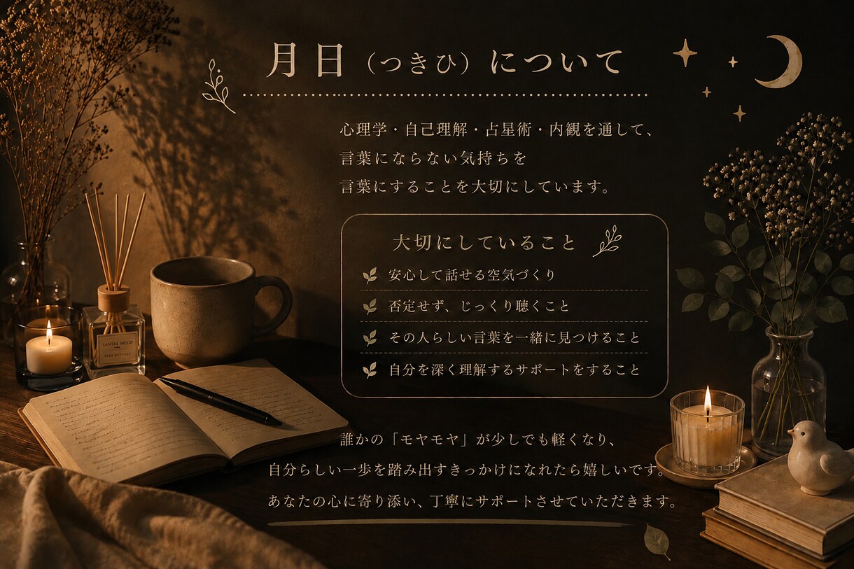 心と身体の観察ノートでモヤモヤを整理します 言葉にならない気持ちを観察し、頭の中のモヤモヤを翻訳します。 イメージ5