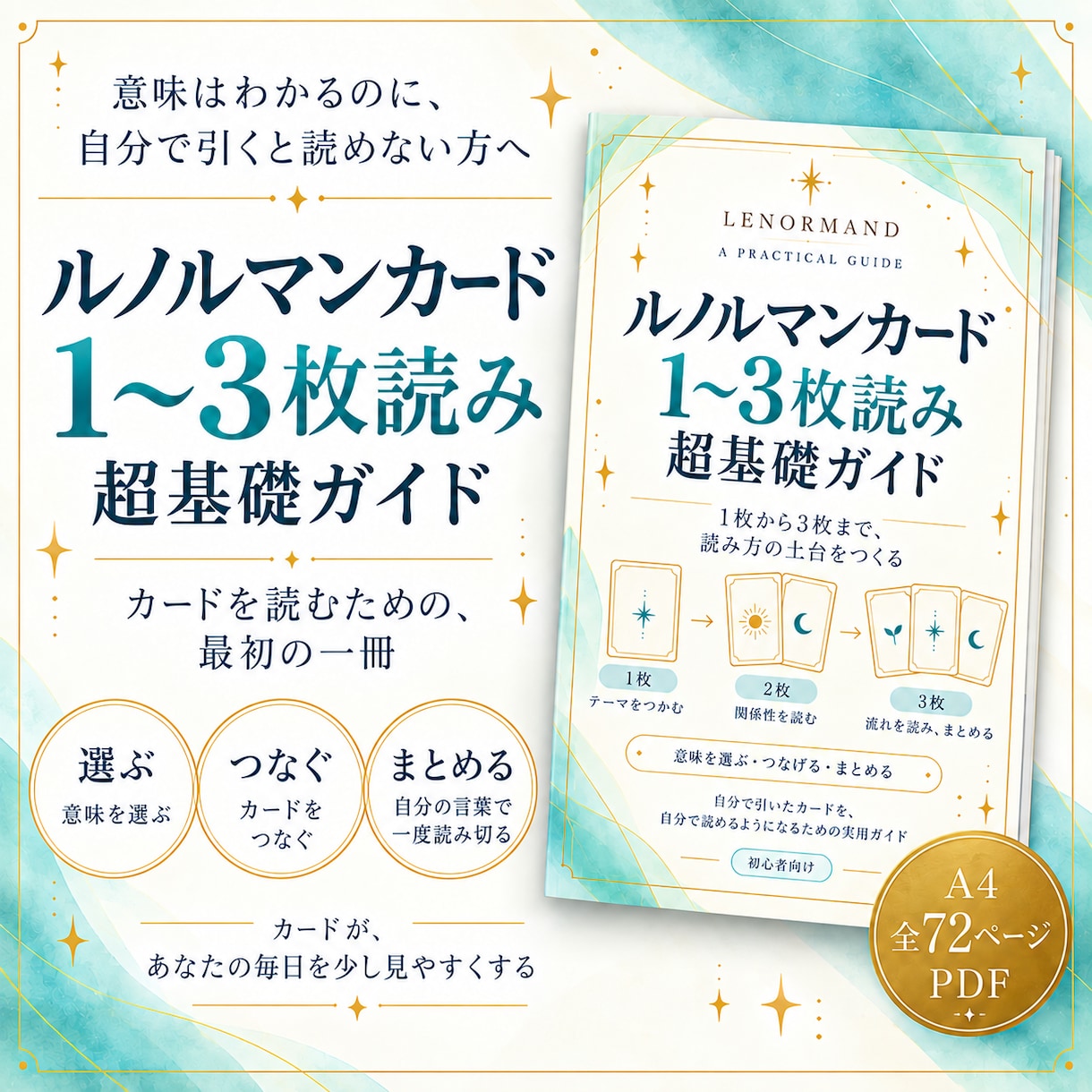 ルノルマンカード初心者向け基礎PDFをお届けします 意味はわかるのに読めない方へ｜1〜3枚読みの超基礎ガイド イメージ1