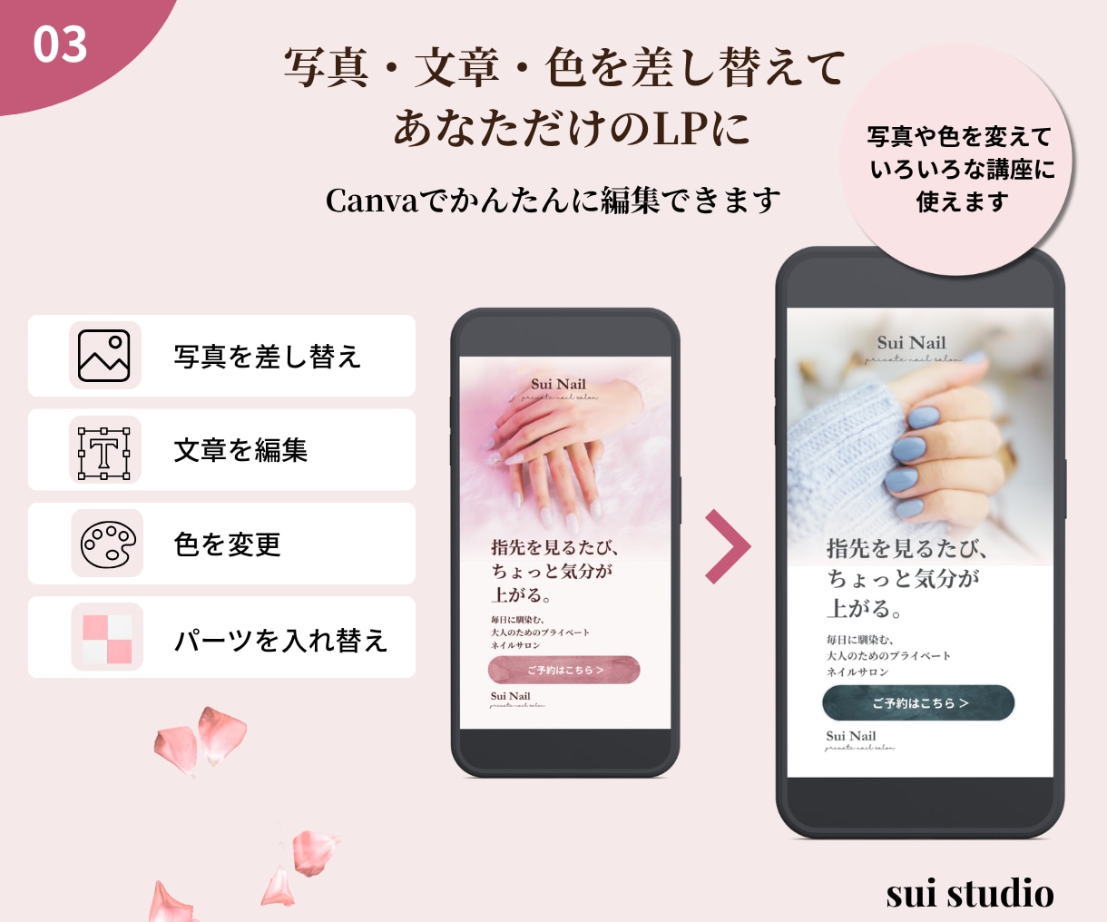 Canvaで使えるLPテンプレートを販売します ネイルサロン向け｜スマホファーストLP イメージ3