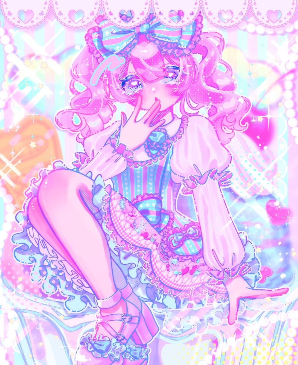 キラキラでキュートなイラスト！制作します キラキラ･キュート･ポップなイラストを求める方におすすめ！ イメージ1