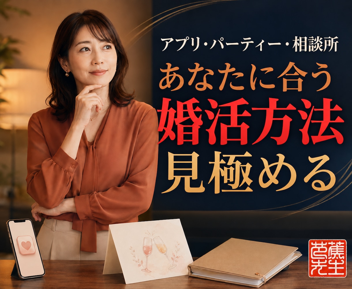 結婚相談所に頼り過ぎない本気の婚活方法を教えます アプリ・パーティー・相談所　あなたに合う婚活方法を見極めます イメージ1