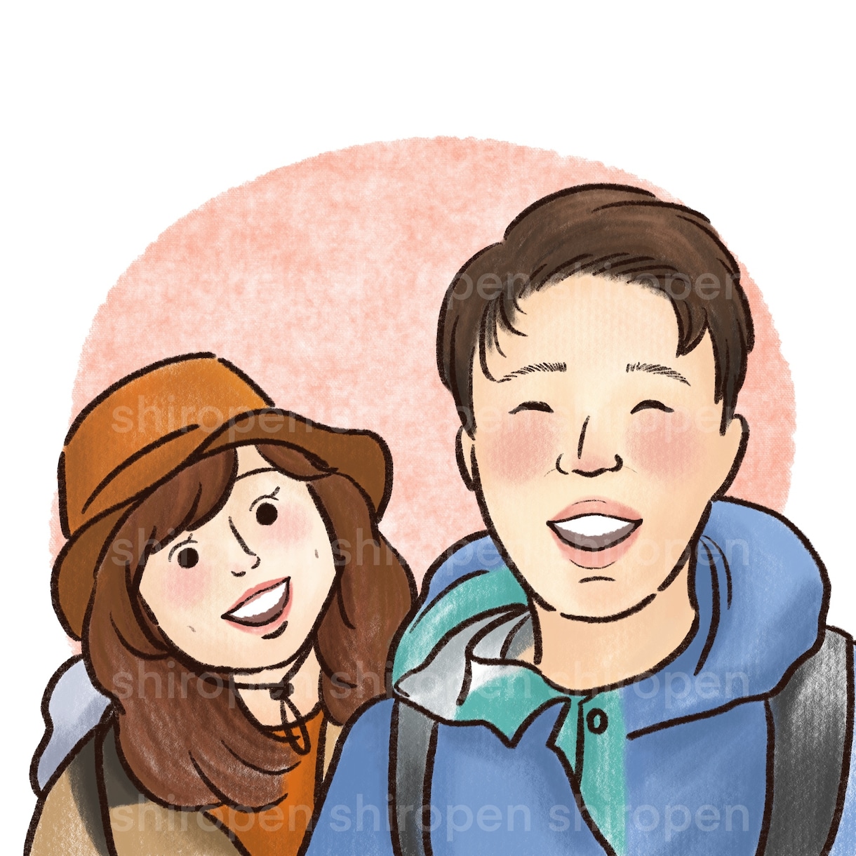 お二人の可愛い瞬間をより可愛くイラストにします 特別な日のプレゼントや、結婚式にペーパーアイテムにも！ イメージ2