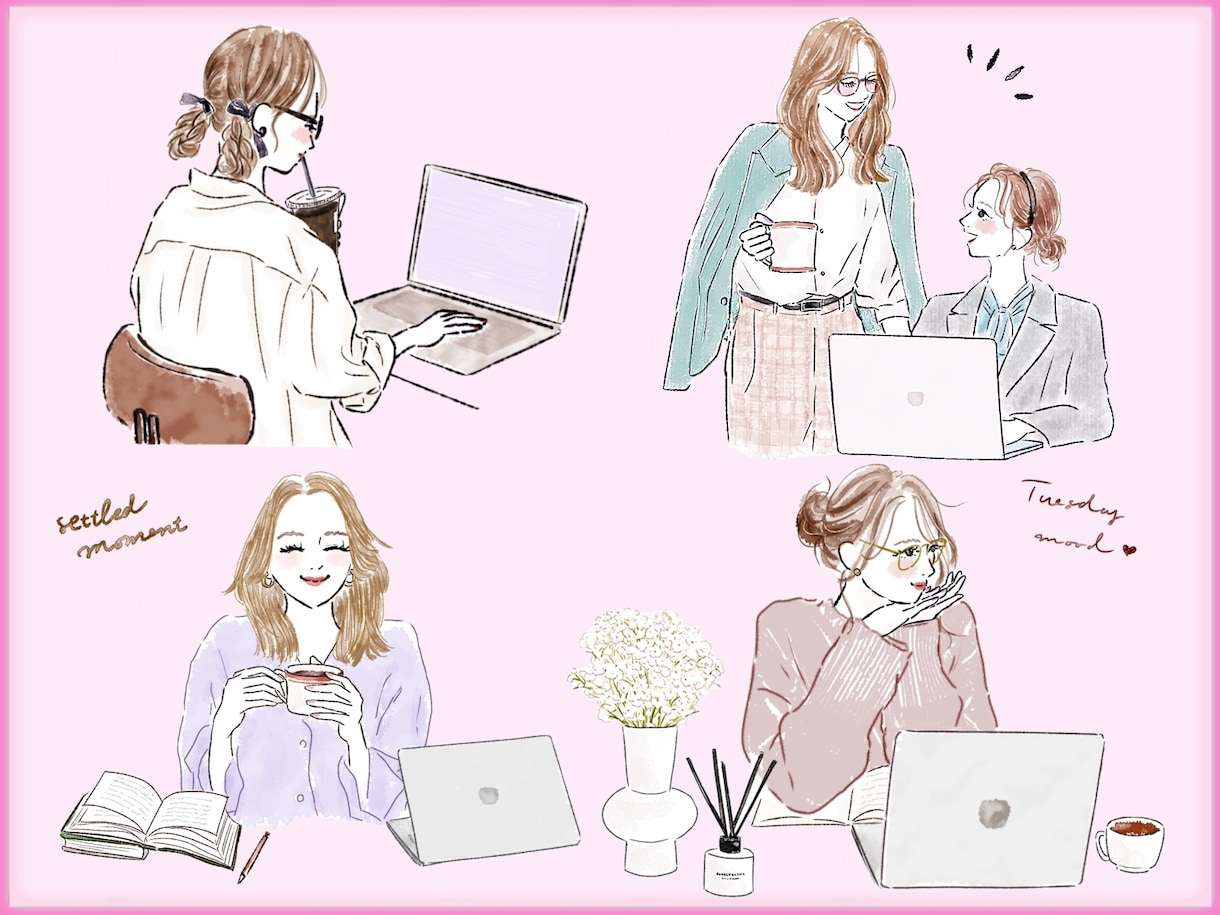 ビジネスイラストに＋おしゃれで信頼・個性UPします 大人ふんわり、水彩・外国パステル。好かれるデザイン！商用有り イメージ5