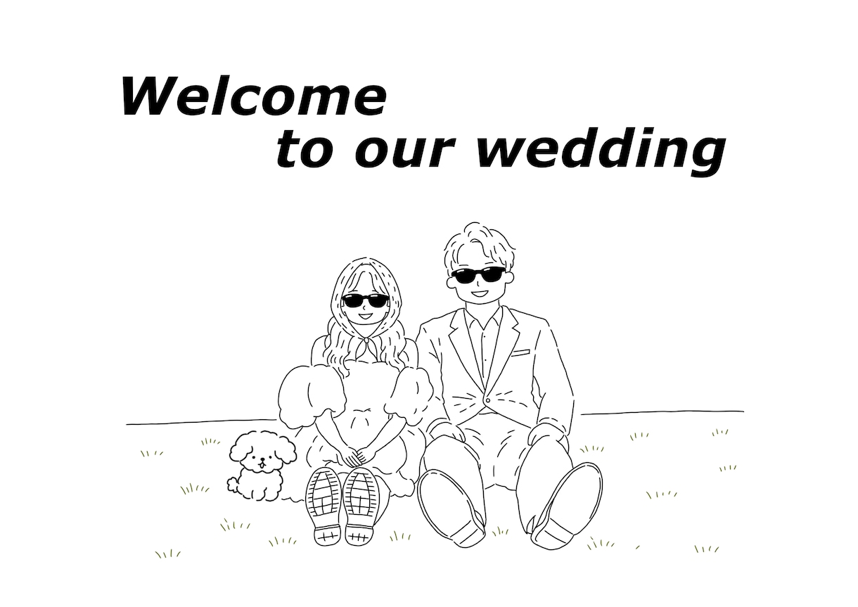 結婚式、ウェルカムボードのイラスト描きます 新郎新婦のご本人に似せた可愛らしいイラストを描きます。 イメージ5