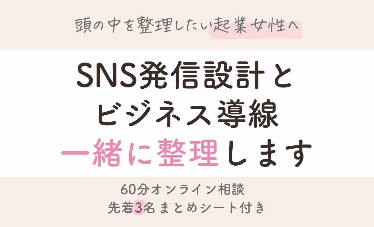 SNS発信とビジネス導線を整理します 起業女性の発信と導線を一緒に脳内整理します イメージ1