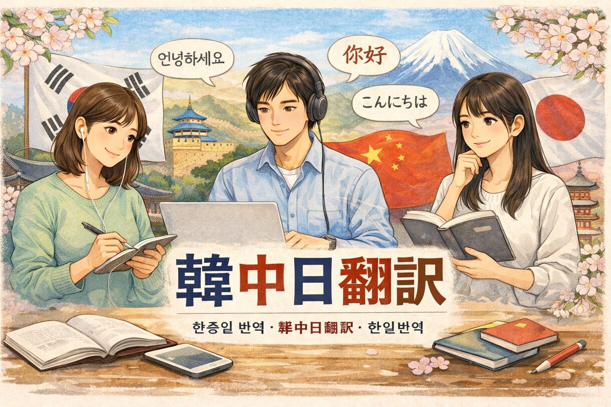 韓・中・日 翻訳対応します 三言語対応｜意味だけでなく、気持ちも伝える翻訳 イメージ1