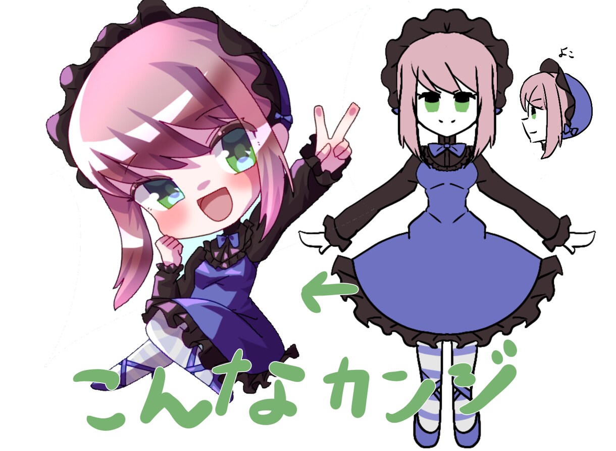 人によってはかわいいかもしれないミニキャラ描きます アニメ調もどきのタッチで色んな用途で使ってください イメージ4