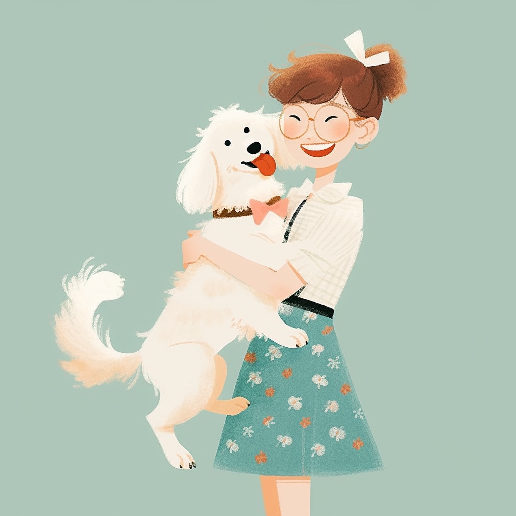 ペットとの優しい時間をイラストにします ペット/家族記念日の心温まる記憶にしませんか イメージ2