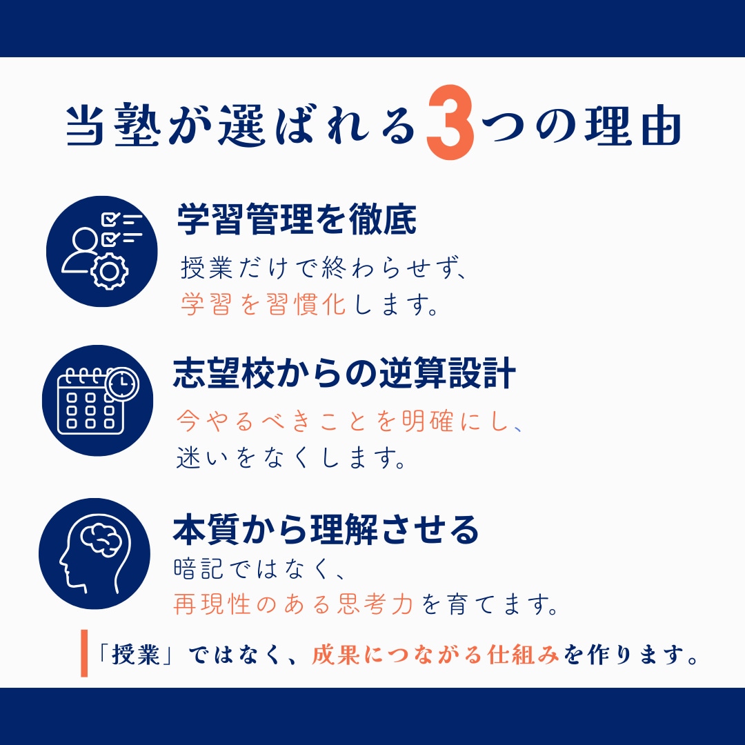 受験当日までのプレミアム学習プランニングします 根性論は不要。教育学的アプローチで、お子様を合格へ導きます。 イメージ5