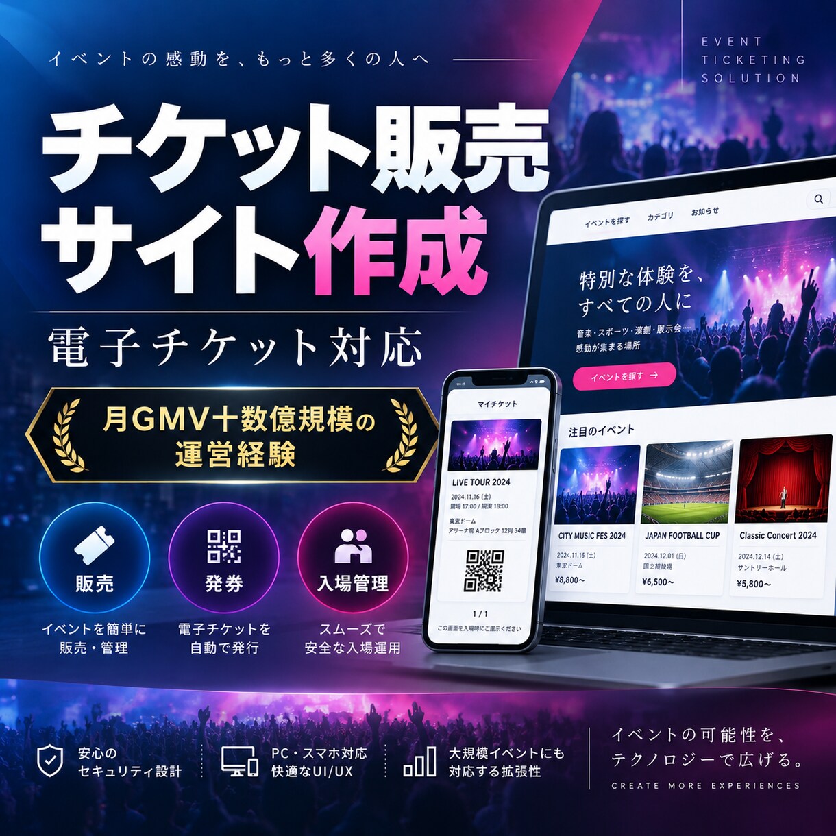 チケット販売サイト作成します 月間GMV数億規模のサービス開発に携わった経験を活かして構築 イメージ1