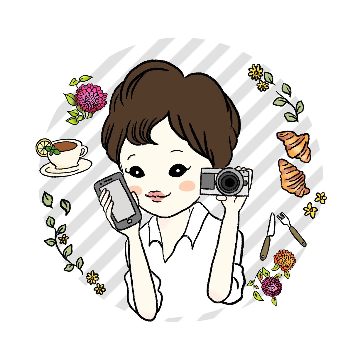 おしゃれで個性的なガールズイラストアイコン描きます 似顔絵じゃないのになぜか似てる雰囲気イラストアイコン イメージ2