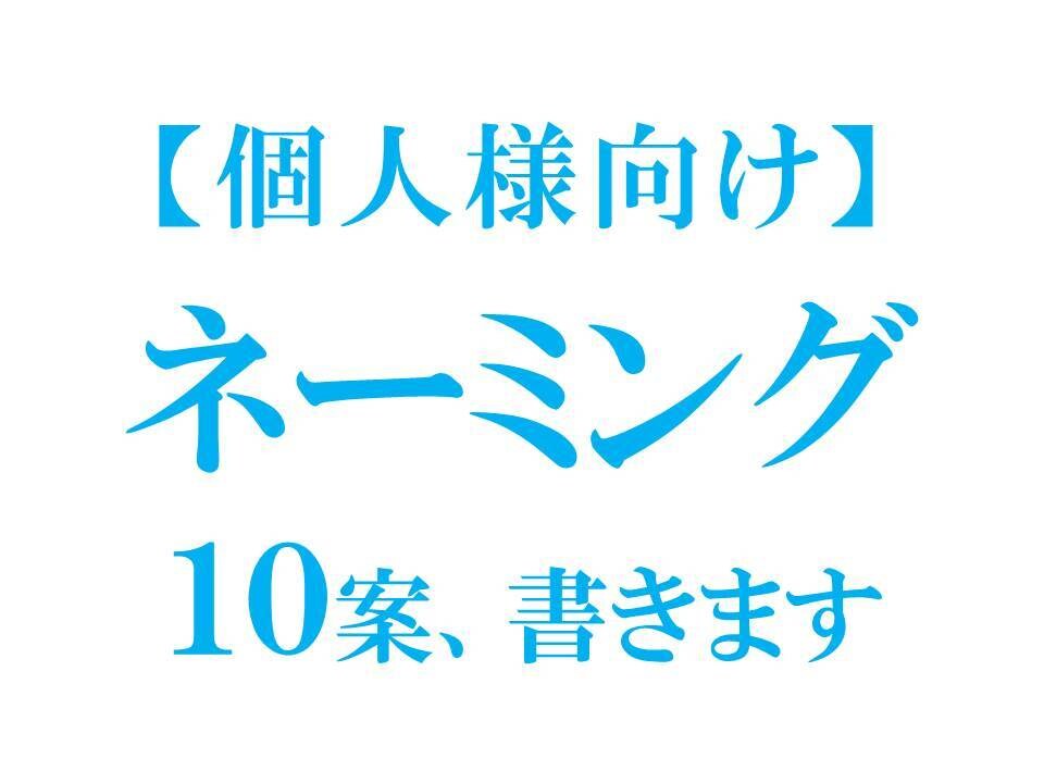 個人様向け　高品質な【ネーミング １０案】書きます プロコピーライターが低価格で２日で提供する効果的な１０案。 イメージ1