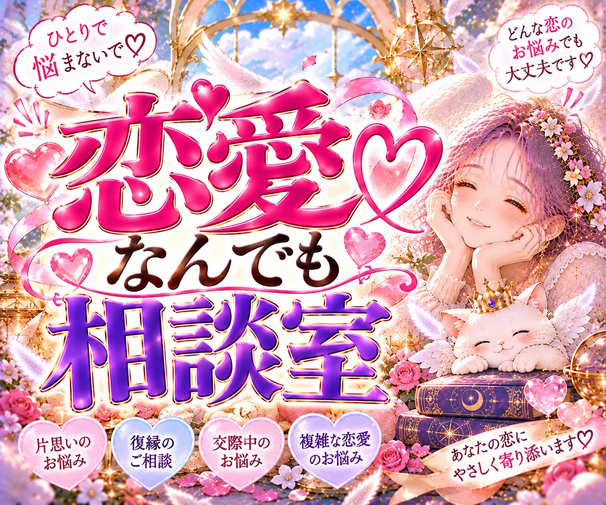 その恋愛のお悩み、こっそりお聞きして心を軽くします 心のモヤモヤをすぐにふわっと明るく✨素早くお悩みにアプローチ イメージ1