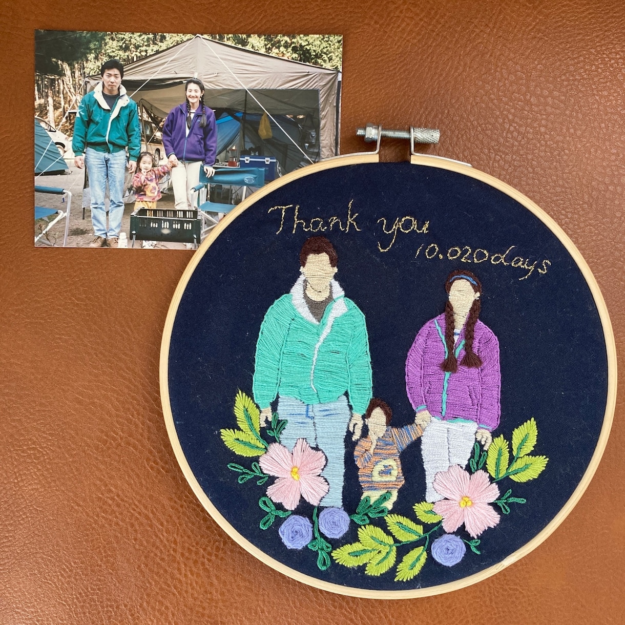 世界に一つだけの両親贈呈品を作ります 家族写真をもとに刺繍のプレゼントを作ります イメージ2