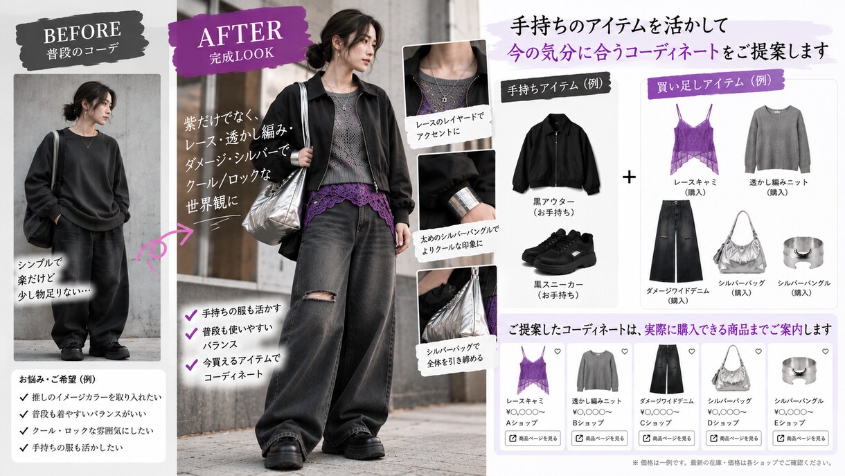 いつもの服をベースに推し活コーデを提案します 普段着×推しの世界観から今買える服まで探します イメージ3