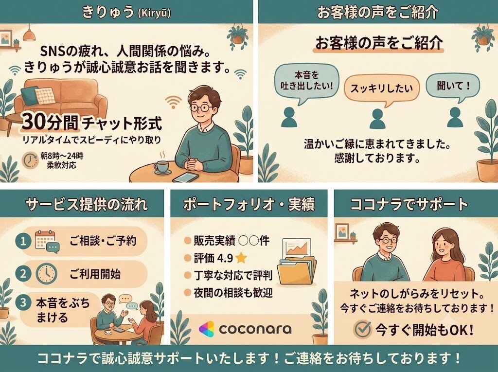 SNSや人間関係に疲れた心のモヤモヤ優しく聴きます ネットのしがらみを忘れて本音をぶちまけられるスピード相談室 イメージ2