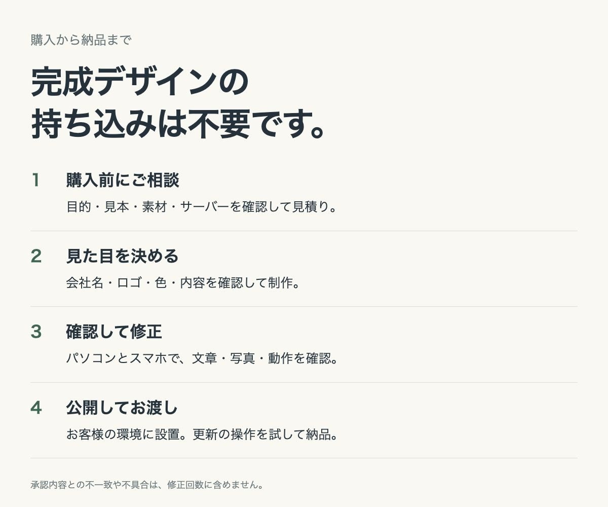 自社で更新できる企業ホームページを制作します ５種類から選べる｜文章と写真を自社で更新 イメージ6