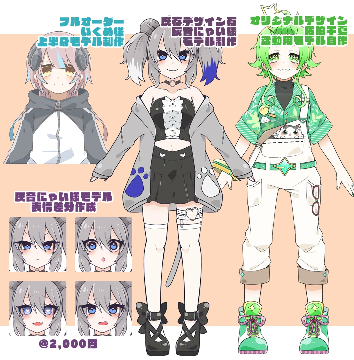 Live2Dイラストからモデリングまで承ります 料金内で　三面図、配信に使えるSDイラストもセット！ イメージ2