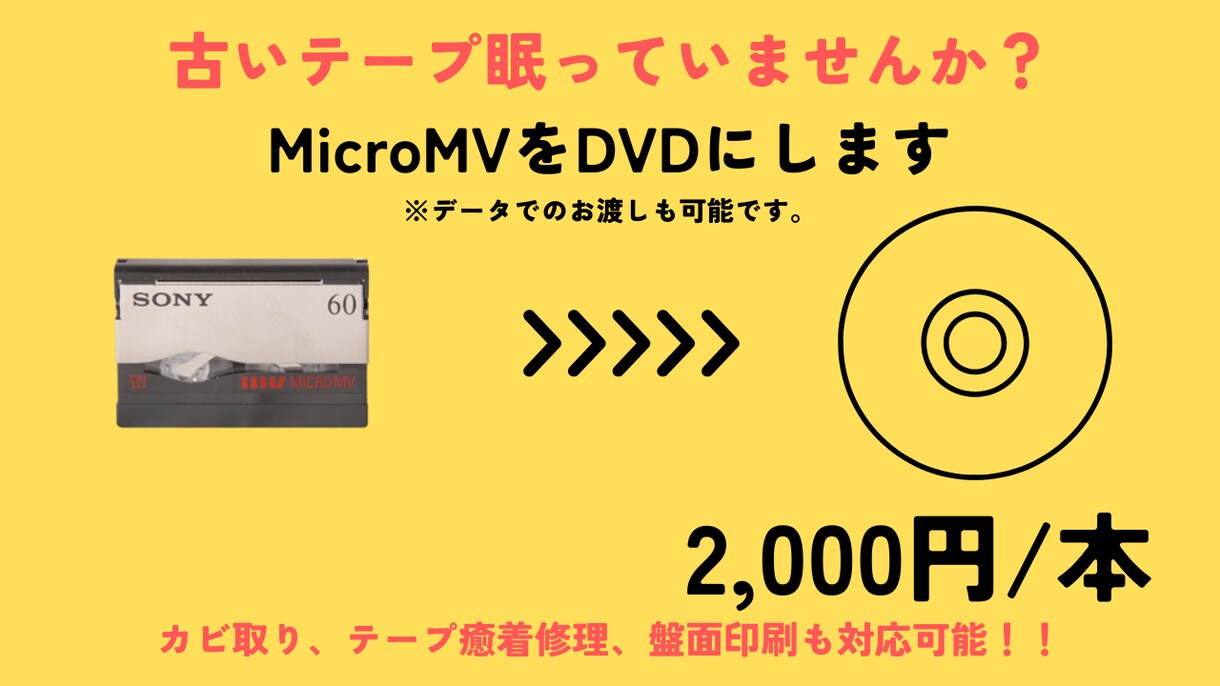 MicroMVをDVDにダビングします そのテープ見られなくなる前にデータ化しませんか イメージ1
