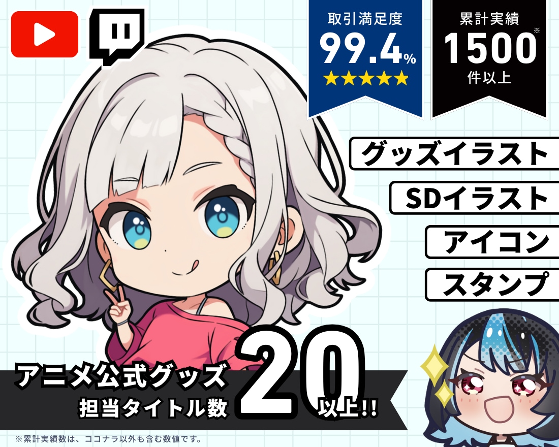 配信・SNSで活躍するミニキャラを描きます 【企業実績多数】アニメ公式グッズ担当のプロが制作します！ イメージ1