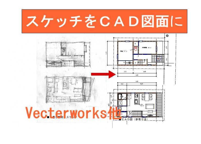 手書きスケッチ・図面をCADでリライトします ラフなスケッチも1級建築士がVecterworksで図面化 イメージ1
