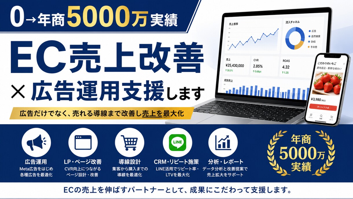 プレミアム広告運用　上位プランます 月間広告運用費が300万円〜までの規模感が目安 イメージ1