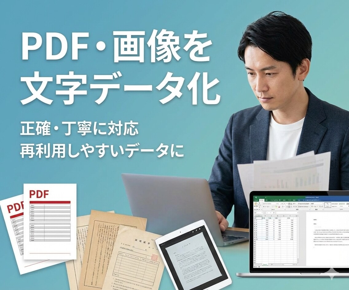 PDFや画像を、テキストデータに文字起こしします 迅速対応！資料や報告書を再利用できる文字データに変換します イメージ1