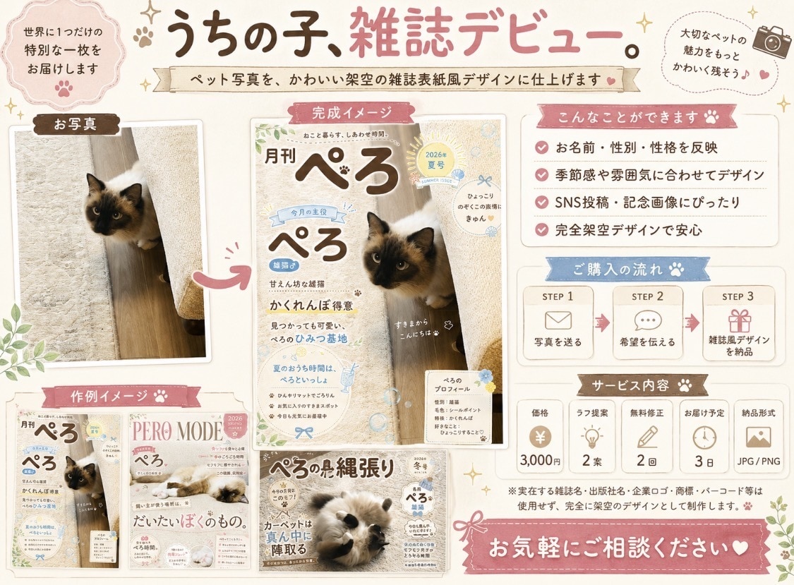 うちの子、雑誌デビューします ペット写真を表紙みたいな一枚に イメージ10