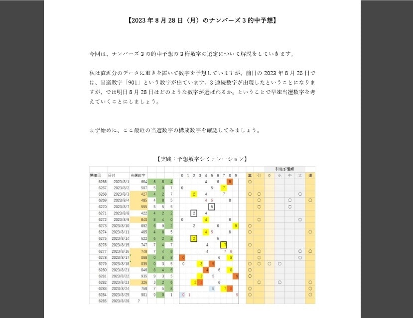 ナンバーズ3/数字のプロが当選番号を予想します 鬼分析が導き出す予想数字15口！考え方がよくわかる解説付き！ イメージ2