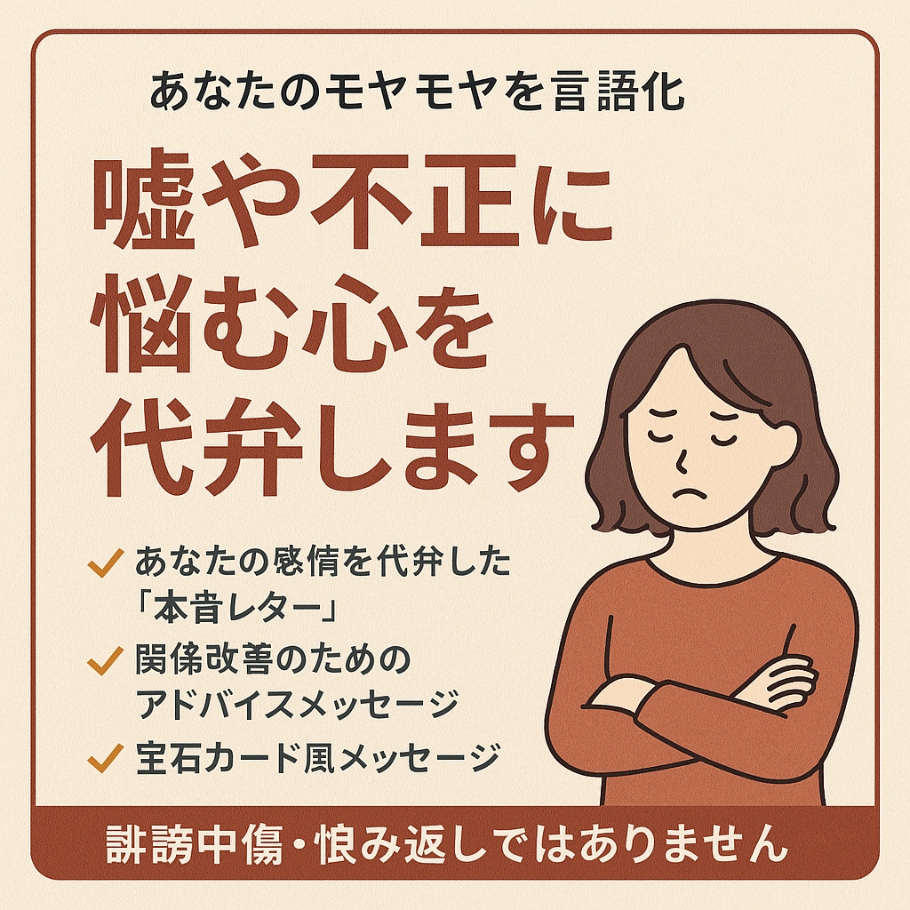 嘘や不正に悩む心を代弁します モヤモヤを形にしてあなたを守ります イメージ2