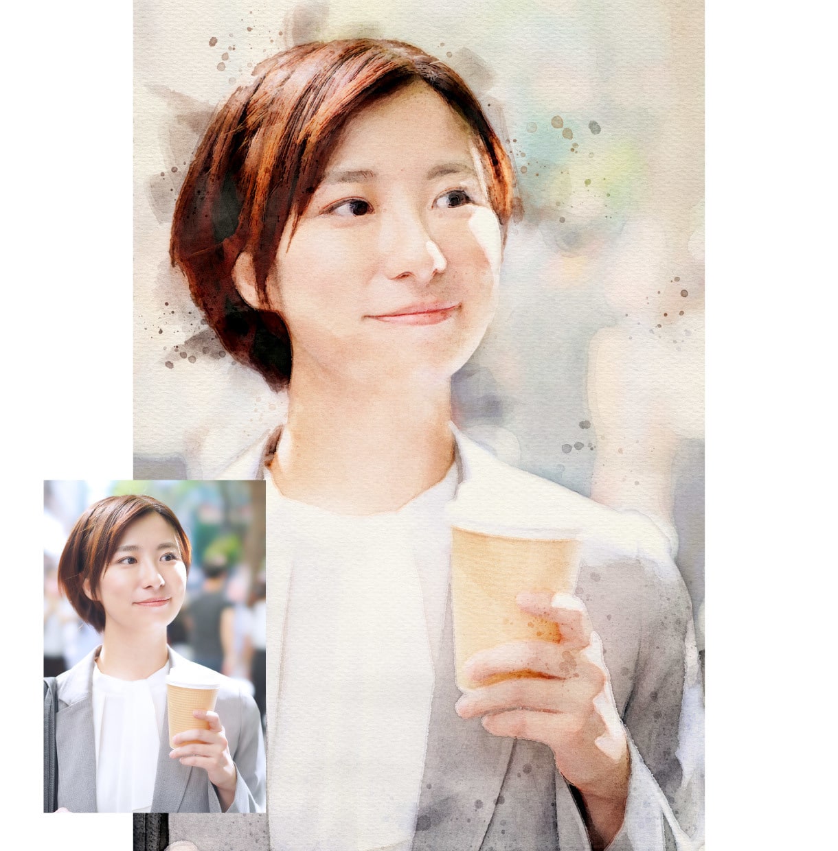 自然な水彩タッチで写真を水彩画風似顔絵にします 人物・ペット・風景写真OK！写真を自然な水彩風に加工 イメージ7