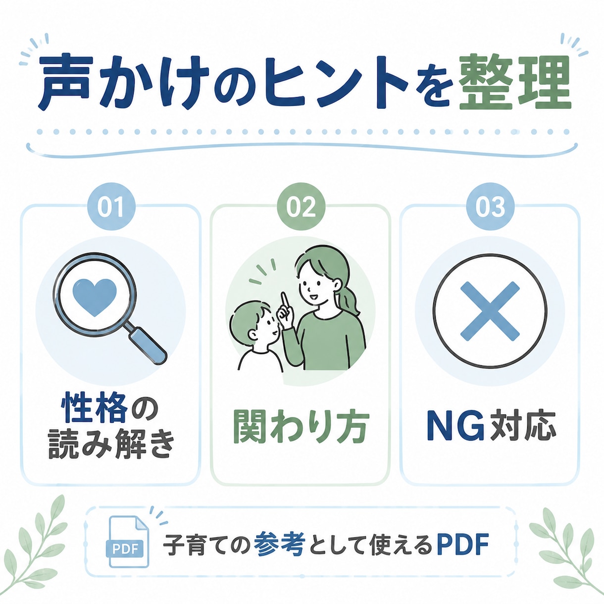子どもに合う声かけトリセツをPDFで作ります 怒る前に見返せる、わが子専用の声かけPDF。 イメージ2