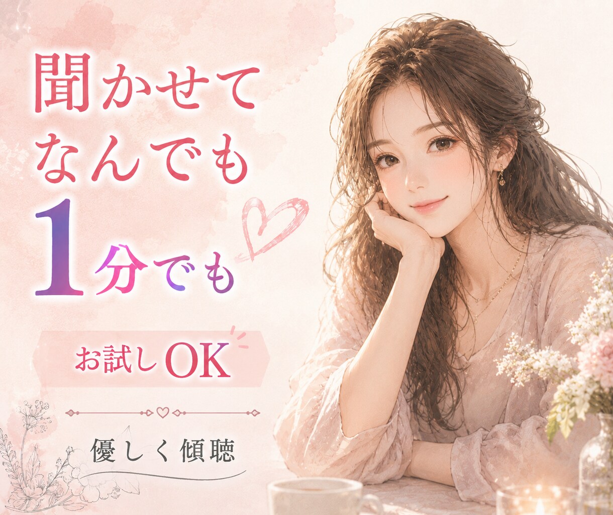 心がホッと軽くなる対話を心掛けています 絡まった糸をほどくように、一緒に心の整理をしていきましょう。 イメージ1