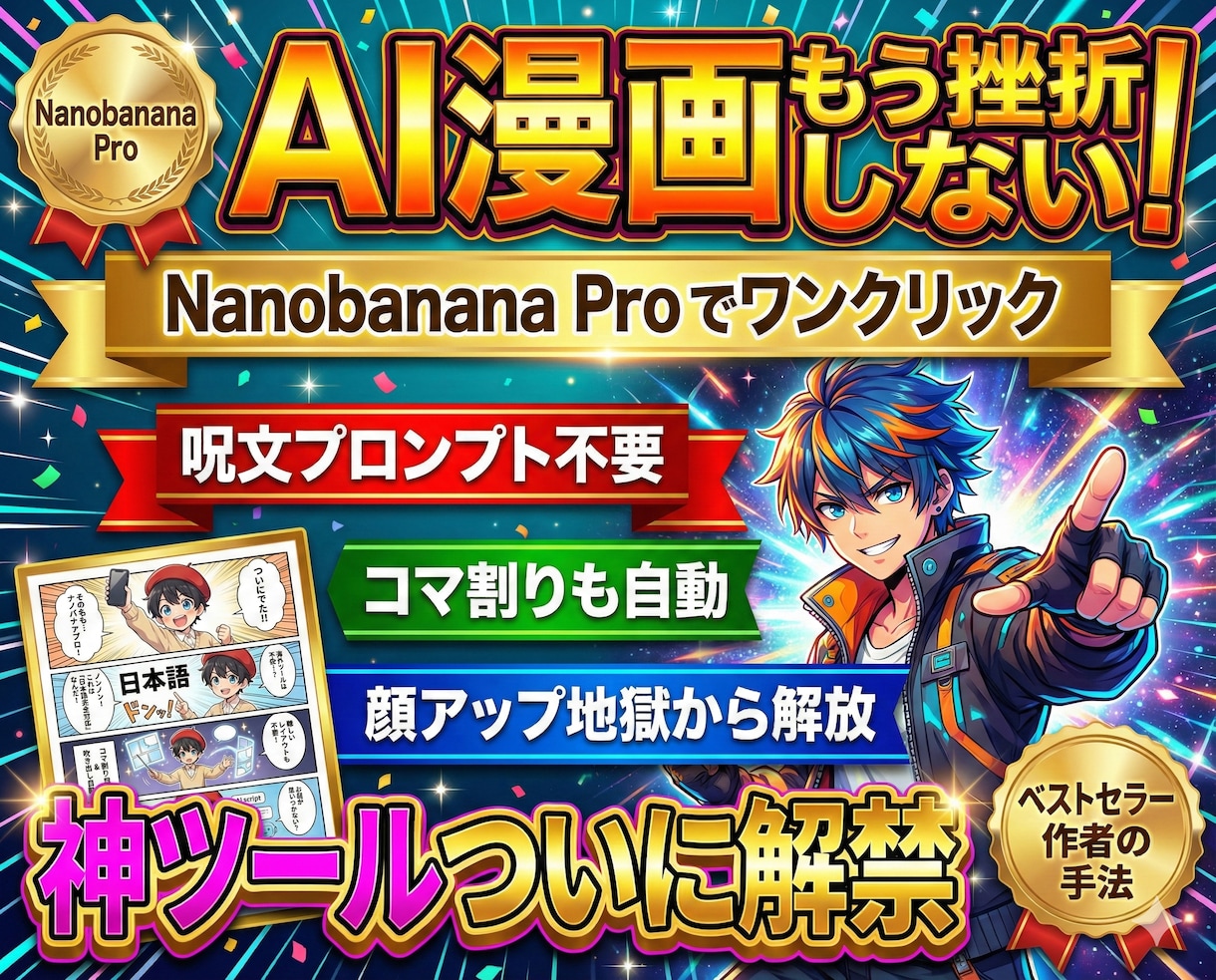 AI漫画自動制作ツール GPTs/Gem販売します Nanobanana Proにコピペで1ページ漫画が完成。 イメージ2
