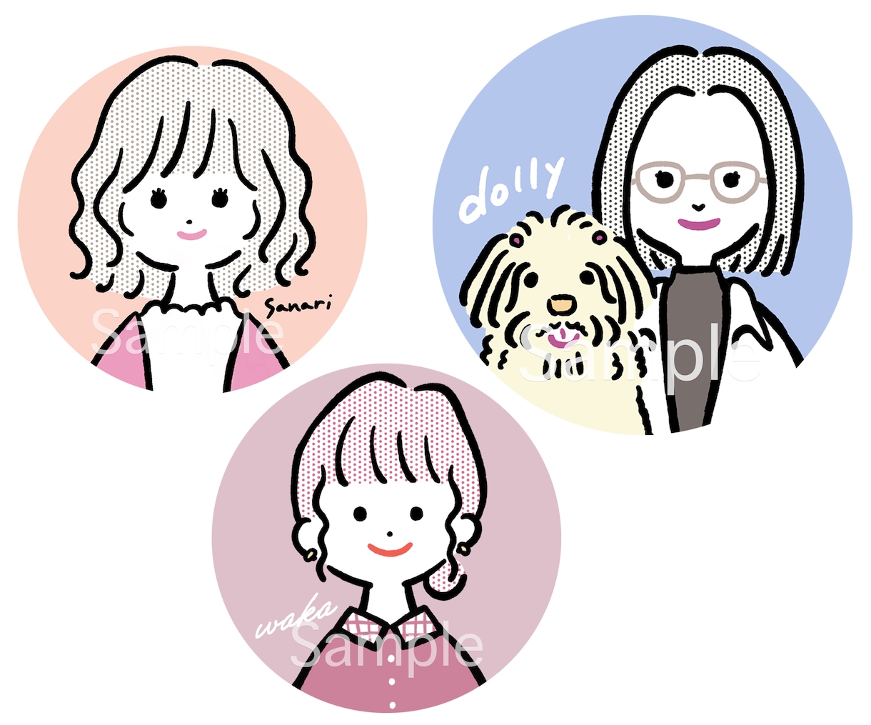 ポップでかわいい似顔絵アイコンをお作りします 背景にかわいい柄も追加できます♫ イメージ6