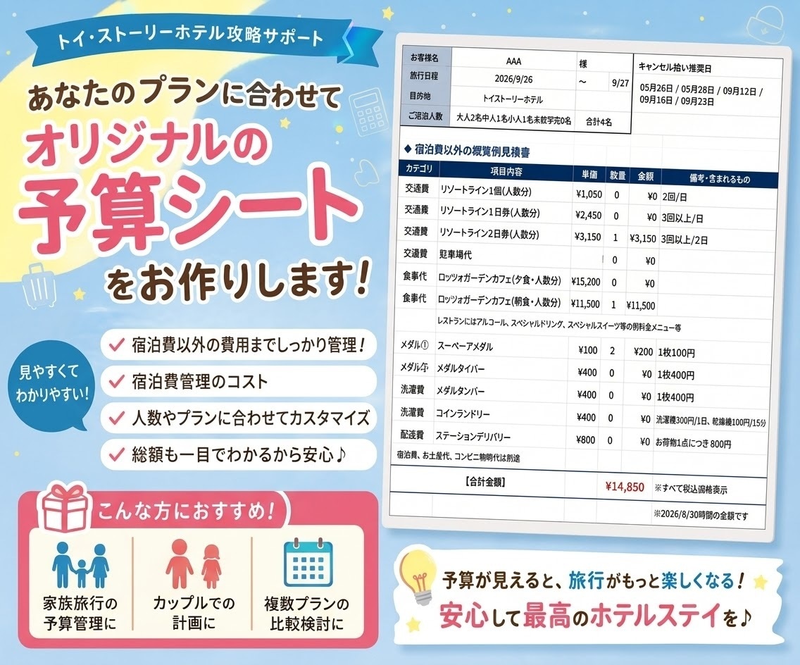 トイストーリーホテル29泊のプロが相談乗ります 29泊の知識と図面と模型で部屋選びから当日まで全力サポート！ イメージ2