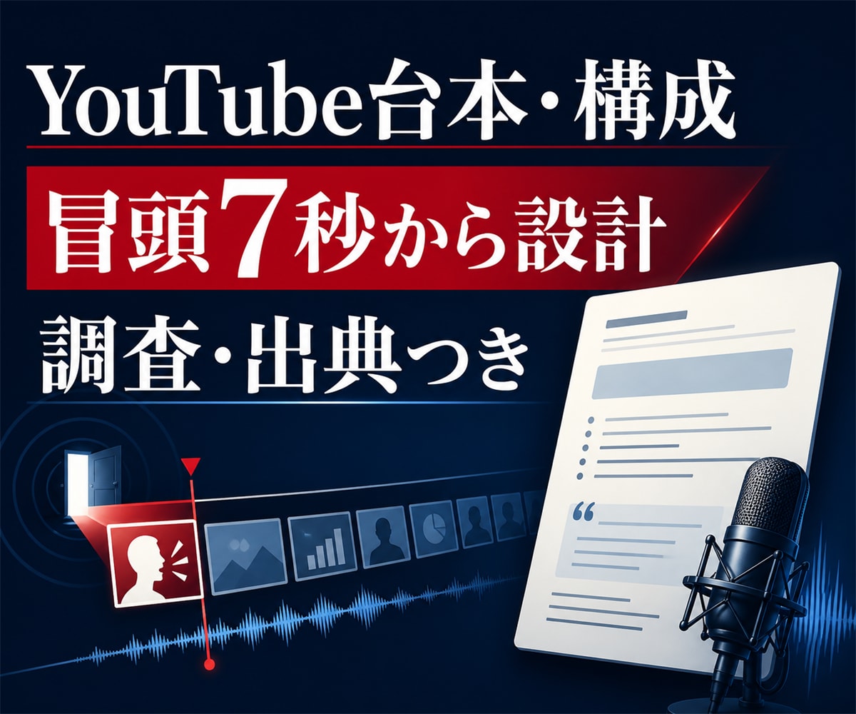 YouTube動画の冒頭フックと構成を設計します 顔出しなし解説向け｜冒頭7秒と章立てを設計 イメージ1